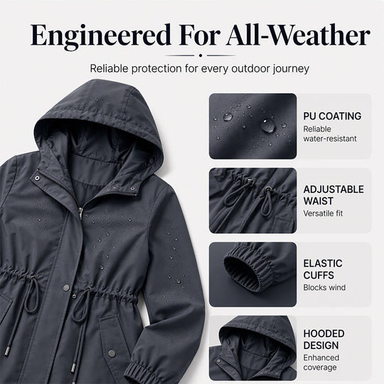 🖤Black Friday Sale:50% OFF🖤Women's Mid-Length Hooded Windbreaker Jacket