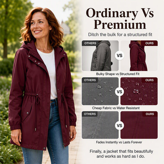 🖤Black Friday Sale:50% OFF🖤Women's Mid-Length Hooded Windbreaker Jacket