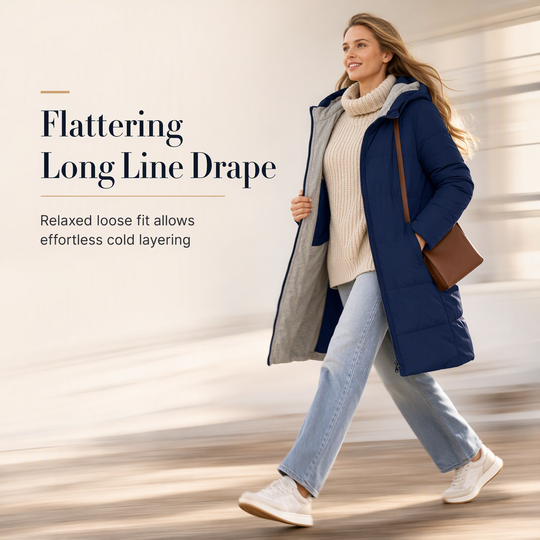 🧥Thick Cotton Warmth, Long-Line Heat❄️ Women's Hooded Padded Coat – Thick Filling & Long Drape | Fall & Winter Warmth, Slim Fit ✨