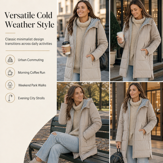 🧥Thick Cotton Warmth, Long-Line Heat❄️ Women's Hooded Padded Coat – Thick Filling & Long Drape | Fall & Winter Warmth, Slim Fit ✨