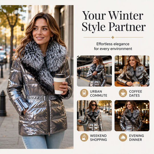 🖤Black Friday Sale:50% OFF🖤Women's Padded Jacket With Faux Fur Collar