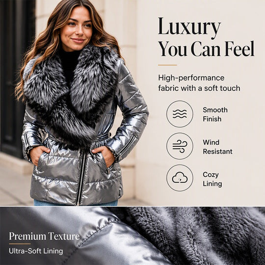 🖤Black Friday Sale:50% OFF🖤Women's Padded Jacket With Faux Fur Collar