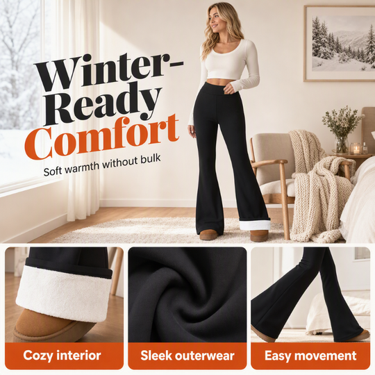 ❄️👖 Women's Plush-Lined Flare Leggings | Cozy Warmth & Flattering Shape ✨