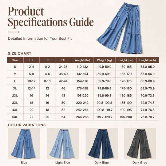 Women's High Waist Wide Leg Denim Pants