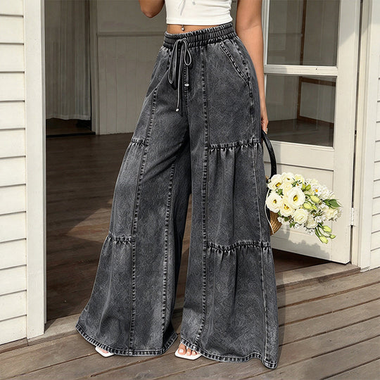 Women's High Waist Wide Leg Denim Pants