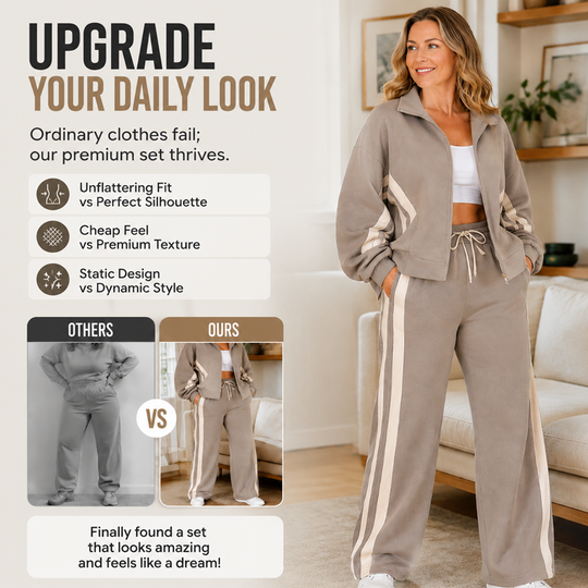 🌸Hot Sale 50% OFF💖Women's Stripe Sporty 2-Piece Set