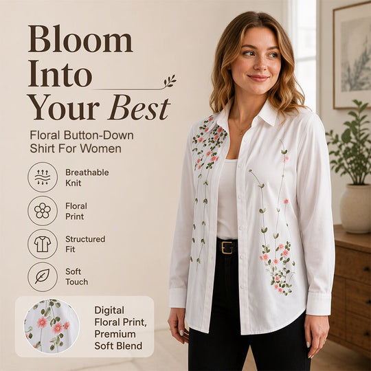 🌸Hot Sale 50% OFF💖Women's Floral Printed Long Sleeve Shirt