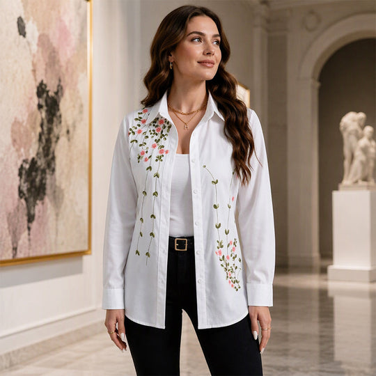 🌸Hot Sale 50% OFF💖Women's Floral Printed Long Sleeve Shirt