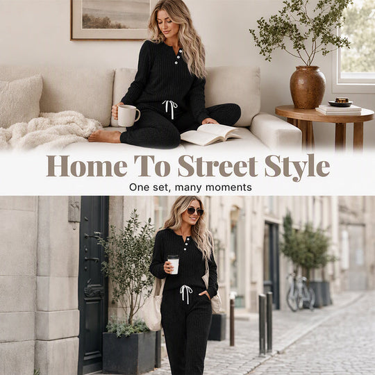 ☀️Hot Sale-50% OFF🍂Women's Cozy Top & Drawstring Joggers 2-Piece Set