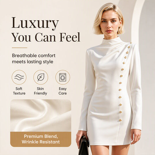 Women's Mock Neck Draped Mini Dress🌸
