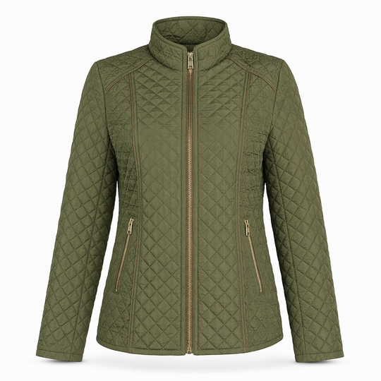 Women's Lightweight Quilted Padded Zipper with Stand Collar for Spring and Winter
