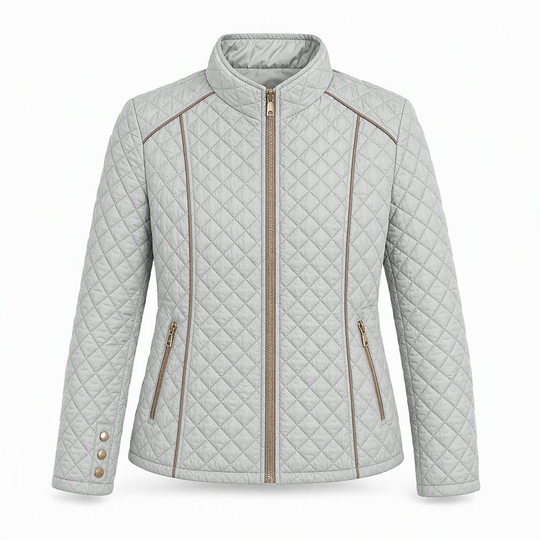 Women's Lightweight Quilted Padded Zipper with Stand Collar for Spring and Winter
