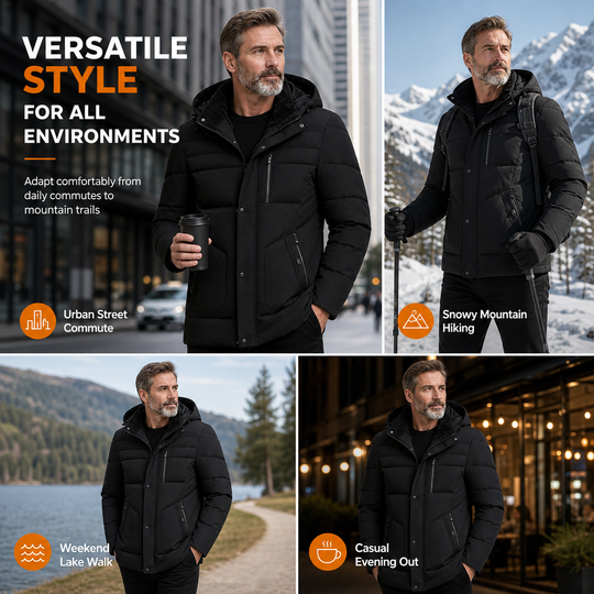 💕Free Shipping✈️Men's Winter Fleece Lined Coat with Detachable Hood