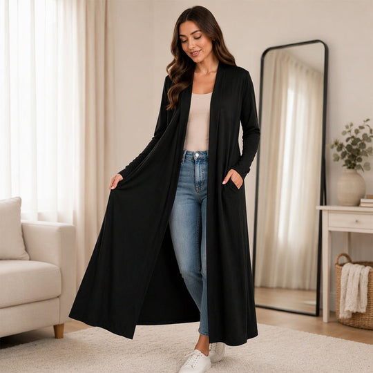 Women's Open Front Maxi Long Cardigan