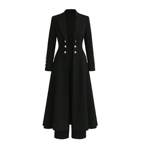 ⏰ 50% discount on season change - quality at half price!✨Women's Elegant Autumn 2 Piece Outfit Set with Retro Long Sleeve Coat and Simple Trousers