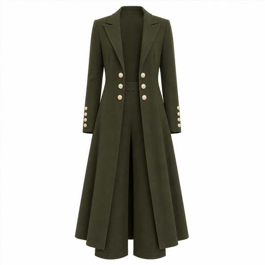⏰ 50% discount on season change - quality at half price!✨Women's Elegant Autumn 2 Piece Outfit Set with Retro Long Sleeve Coat and Simple Trousers