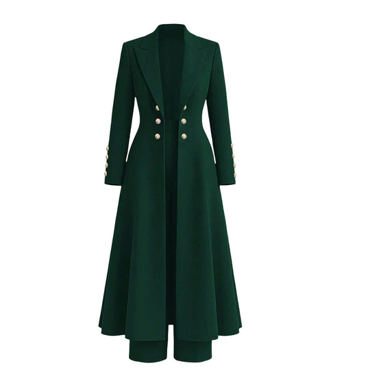 ⏰ 50% discount on season change - quality at half price!✨Women's Elegant Autumn 2 Piece Outfit Set with Retro Long Sleeve Coat and Simple Trousers