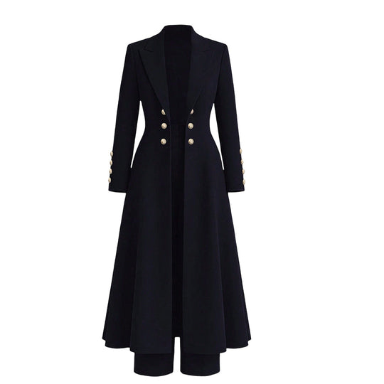 ⏰ 50% discount on season change - quality at half price!✨Women's Elegant Autumn 2 Piece Outfit Set with Retro Long Sleeve Coat and Simple Trousers