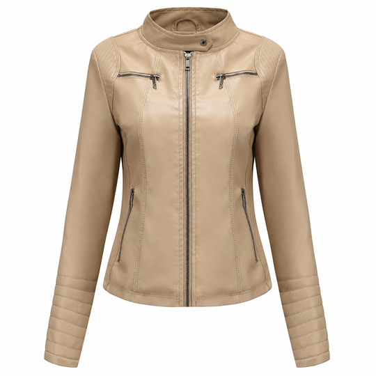Women's Faux Leather Biker Lightweight Short Motorcycle Coat for Spring and Autumn
