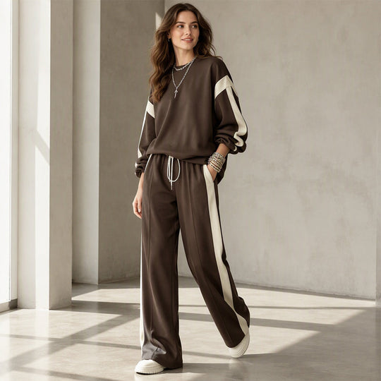 Women's Crewneck Sweatshirt & Wide-Leg Pants Set