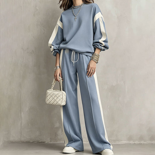 Women's Crewneck Sweatshirt & Wide-Leg Pants Set