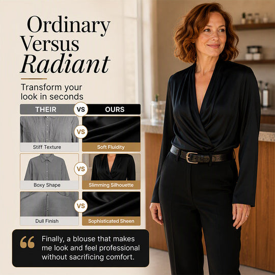 💖Black Friday Mega Deal – 50% off!💖Women's Elegant Silky V-Neck Drape Top