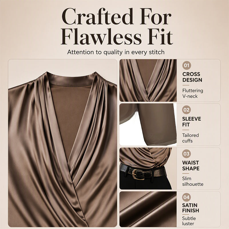 💖Black Friday Mega Deal – 50% off!💖Women's Elegant Silky V-Neck Drape Top