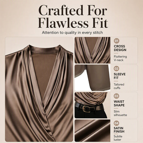 💖Black Friday Mega Deal – 50% off!💖Women's Elegant Silky V-Neck Drape Top