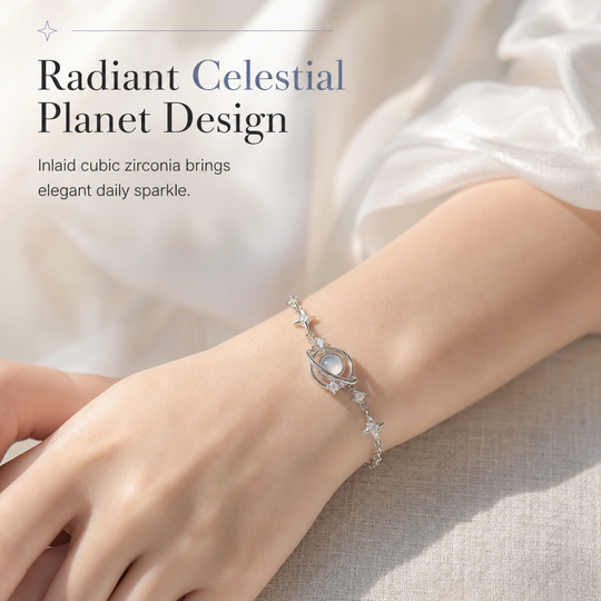 925 Silver Planet & Star Necklace — Elegant Celestial Jewelry Gift for You & Best Friend🪐✨