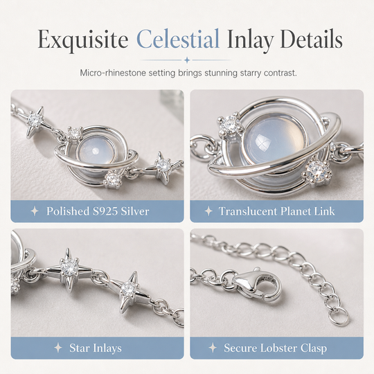 925 Silver Planet & Star Necklace — Elegant Celestial Jewelry Gift for You & Best Friend🪐✨