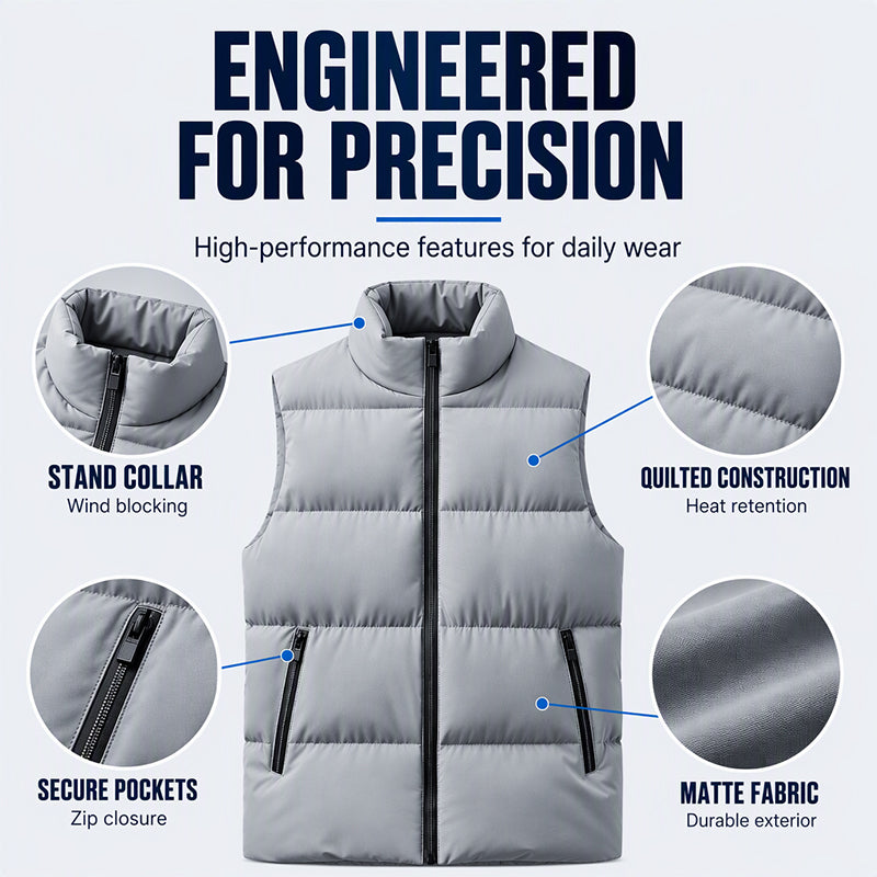 Men's Classic Stand Collar Padded Vest