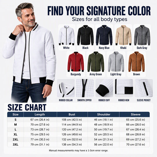 Men's Casual Waffle Grid Bomber Jacket