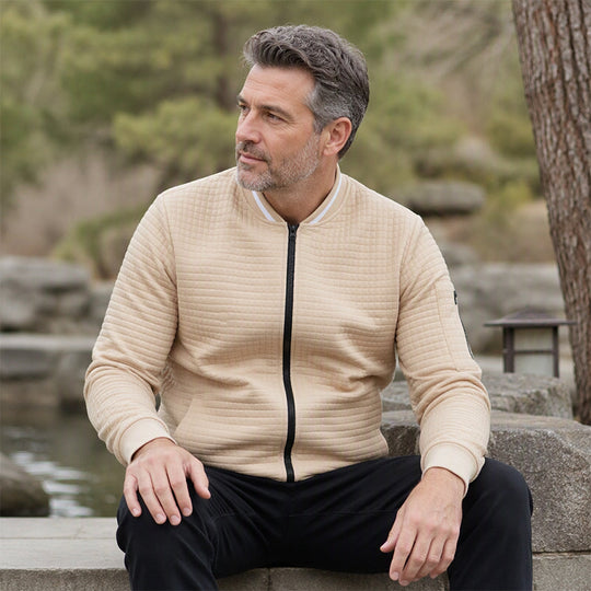 Men's Casual Waffle Grid Bomber Jacket