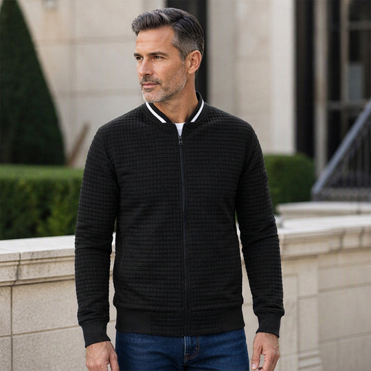 Men's Casual Waffle Grid Bomber Jacket