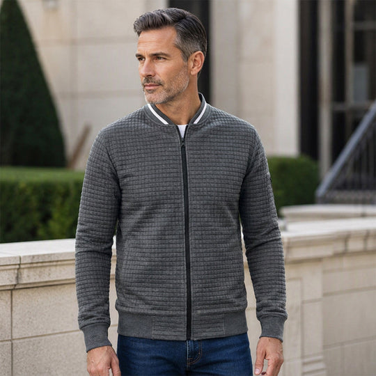 Men's Casual Waffle Grid Bomber Jacket