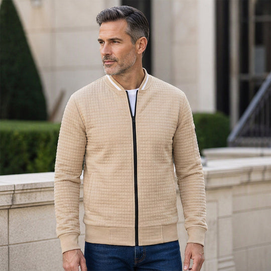 Men's Casual Waffle Grid Bomber Jacket