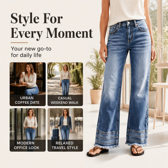Women's Vintage Wide-Leg Jeans with Raw Hem