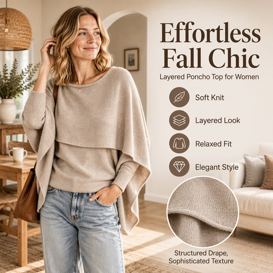 💖Black Friday Mega Deal – 50% off!💖Women's Chic Mock 2-Piece Draped Shawl Top