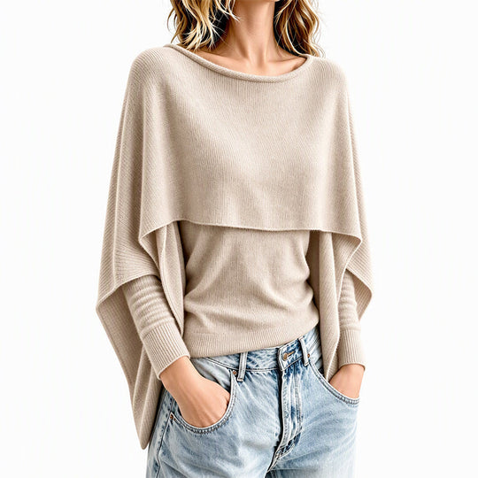 💖Black Friday Mega Deal – 50% off!💖Women's Chic Mock 2-Piece Draped Shawl Top
