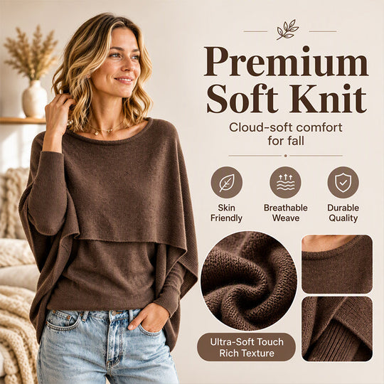 💖Black Friday Mega Deal – 50% off!💖Women's Chic Mock 2-Piece Draped Shawl Top