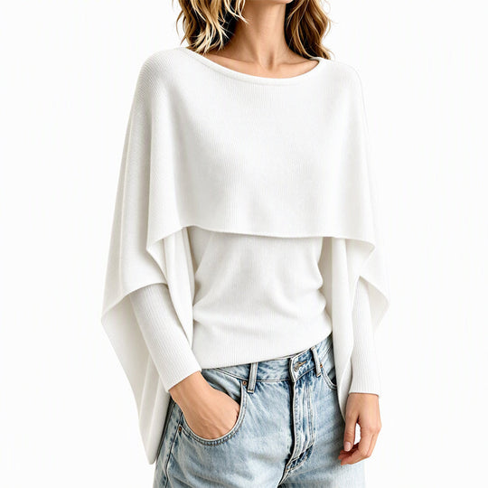 💖Black Friday Mega Deal – 50% off!💖Women's Chic Mock 2-Piece Draped Shawl Top