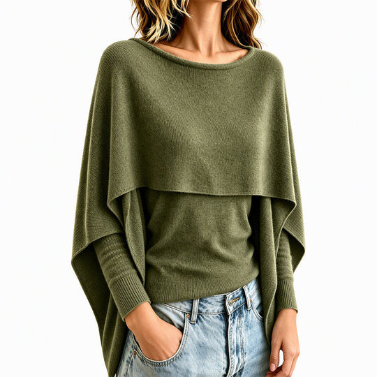 💖Black Friday Mega Deal – 50% off!💖Women's Chic Mock 2-Piece Draped Shawl Top