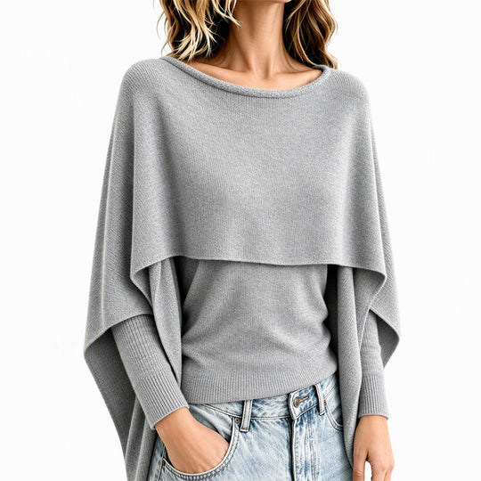 💖Black Friday Mega Deal – 50% off!💖Women's Chic Mock 2-Piece Draped Shawl Top