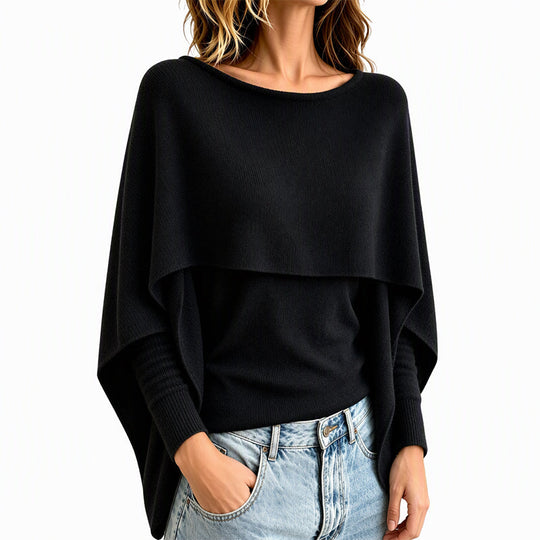 💖Black Friday Mega Deal – 50% off!💖Women's Chic Mock 2-Piece Draped Shawl Top
