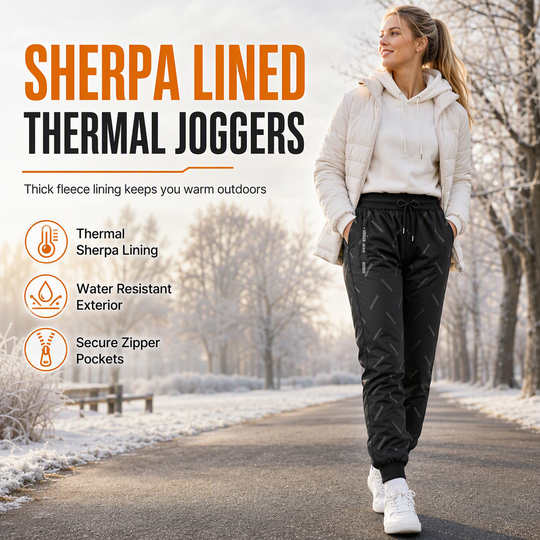 Unisex Loose Fit Sherpa Fleece Lined Joggers Warm Winter Casual Pants with Zipper Pockets