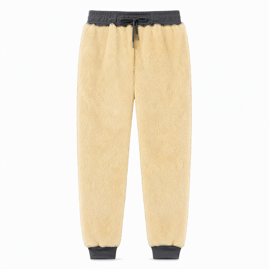 Unisex Loose Fit Sherpa Fleece Lined Joggers Warm Winter Casual Pants with Zipper Pockets
