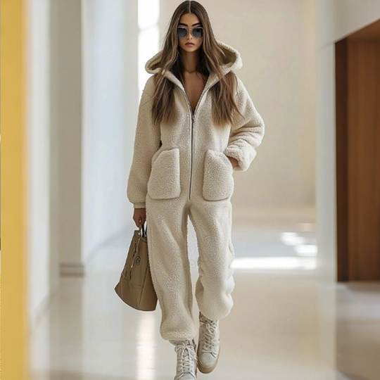 🖤Black Friday Sale:50% OFF🖤Women's Warm Zip-Up Hooded Jumpsuit with Pockets