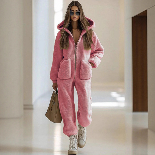 🖤Black Friday Sale:50% OFF🖤Women's Warm Zip-Up Hooded Jumpsuit with Pockets