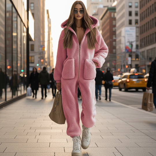 🖤Black Friday Sale:50% OFF🖤Women's Warm Zip-Up Hooded Jumpsuit with Pockets