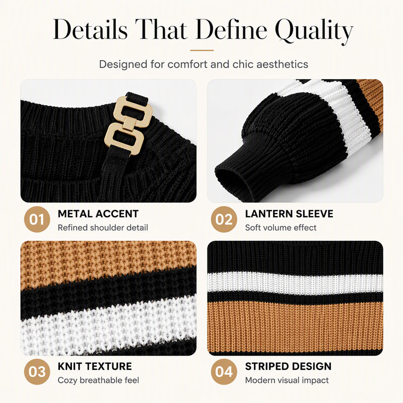 💖Black Friday Mega Deal – 50% off!💖Women's Casual Off Shoulder Striped Sweater